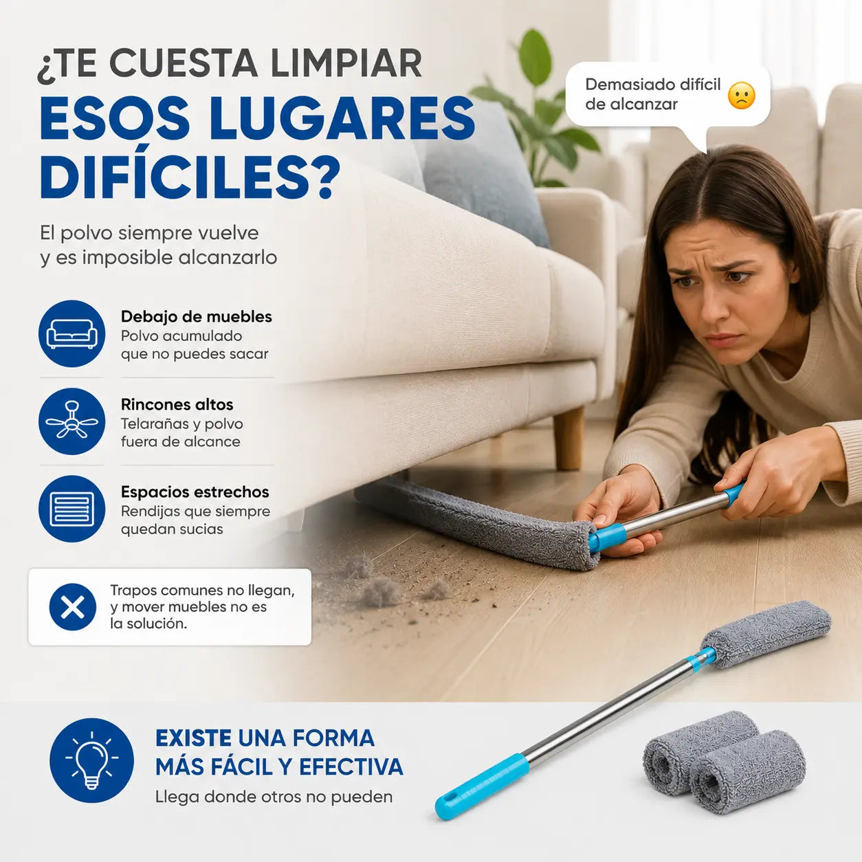 Limpiador Delgado con Cabezal Flexible y Lavable 2x1